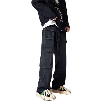 Men Cargo Pants Retro Classic Jeans Men's Spring and Autumn Straight-Leg Trousers Casual Pants