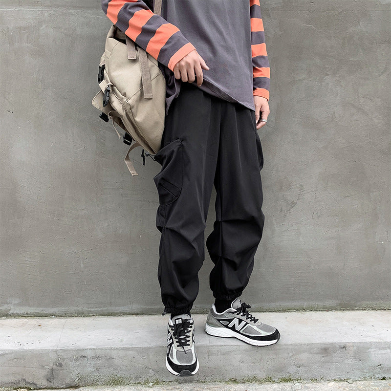 Men Cargo Pants Retro Classic Summer Overalls Men's Loose Casual Wide-Leg Pants