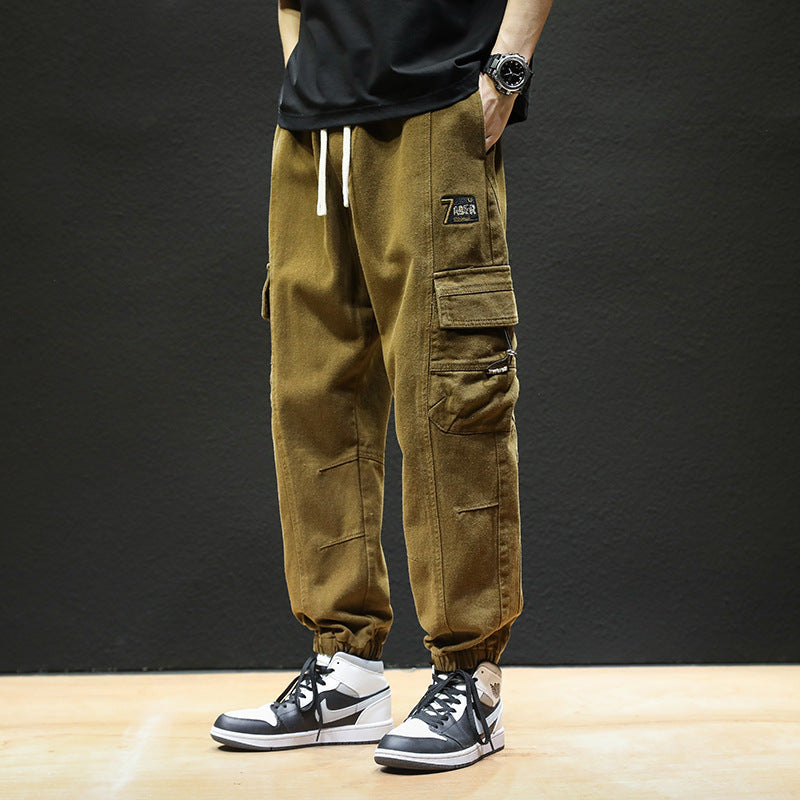 Men Cargo Pants Retro Classic Workwear Pants Men's Spring Loose Casual Trousers