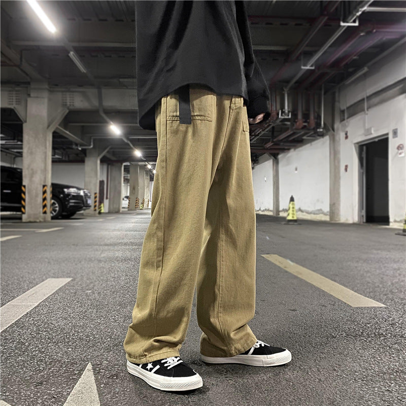 Men Cargo Pants Retro Classic Workwear Pants Men's Autumn Loose Straight Casual Trousers