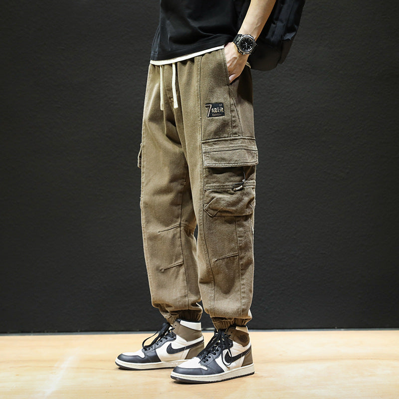 Men Cargo Pants Retro Classic Spring Loose Cargo Pants Men's Cotton Fashionable Casual Trousers