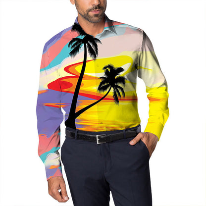 Men Beach Leisure T Shirts Spring Men's Cool Long Sleeve Shirt