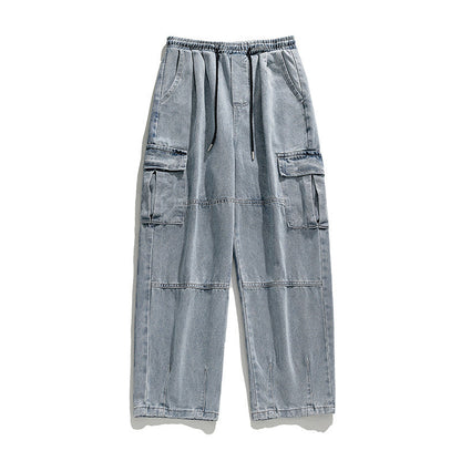 Men Cargo Pants Retro Classic Men's Pocket Jeans Spring Trousers