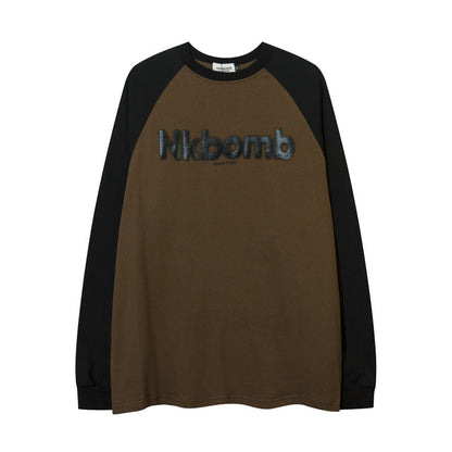 Men Long Sleeve T Shirt Letters Printed Bottoming Shirt Loose