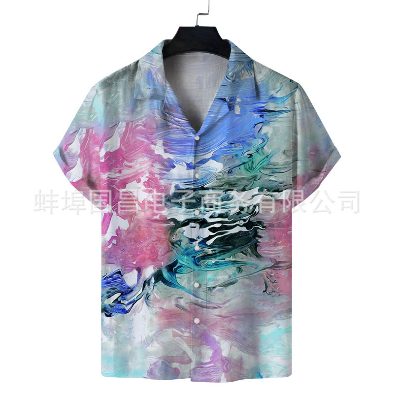 Men Beach Leisure T Shirts Spring Men's Short Sleeve Casual Shirt