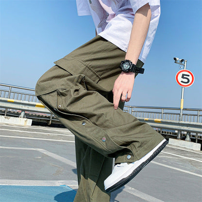 Men Cargo Pants Retro Classic Workwear Pants Men's Summer Casual Straight Trousers