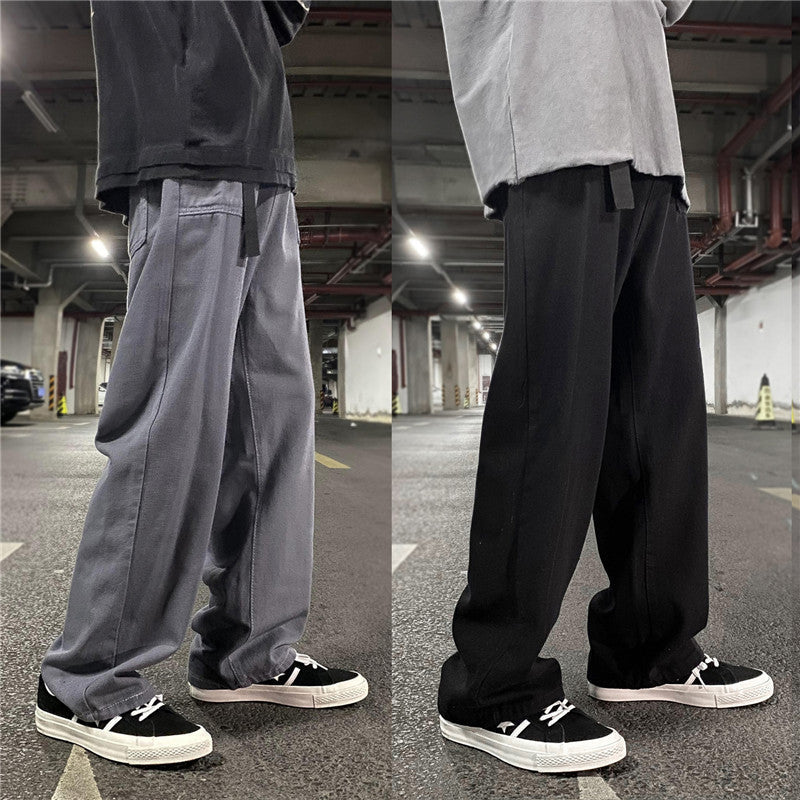 Men Cargo Pants Retro Classic Workwear Pants Men's Autumn Loose Straight Casual Trousers