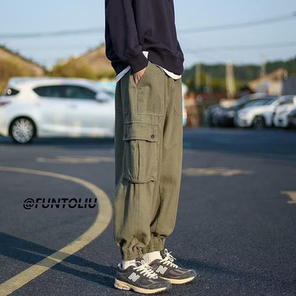 Men Cargo Pants Retro Classic Men Autumn and Winter Boys