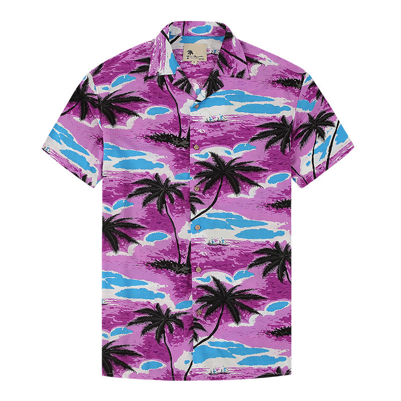 Men Beach Leisure T Shirts Men's Short Sleeve Printed Shirt Loose Casual