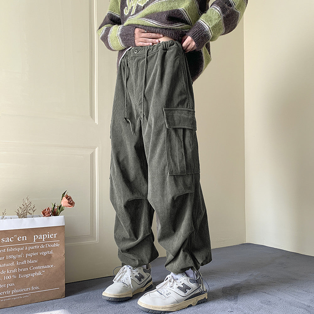 Men Cargo Pants Retro Classic Winter Tide Cargo Pants Men Loose Casual Trousers