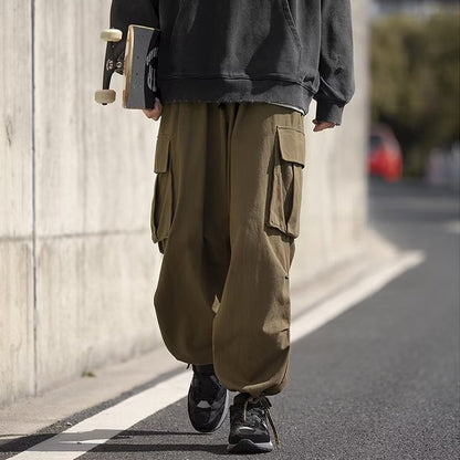 Men Cargo Pants Retro Classic Men's Loose Casual Trousers Pants Autumn