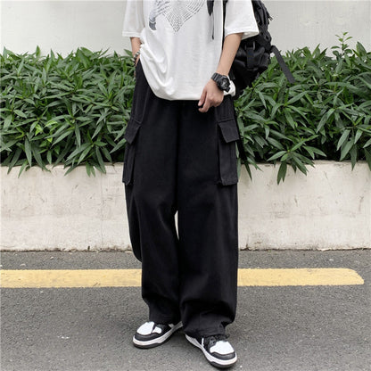 Men Cargo Pants Retro Classic Men's Spring Overalls Casual Pants Trousers Loose