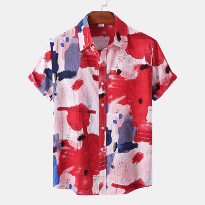 Men Beach Leisure T Shirts Summer Casual Beach Holiday Floral Print