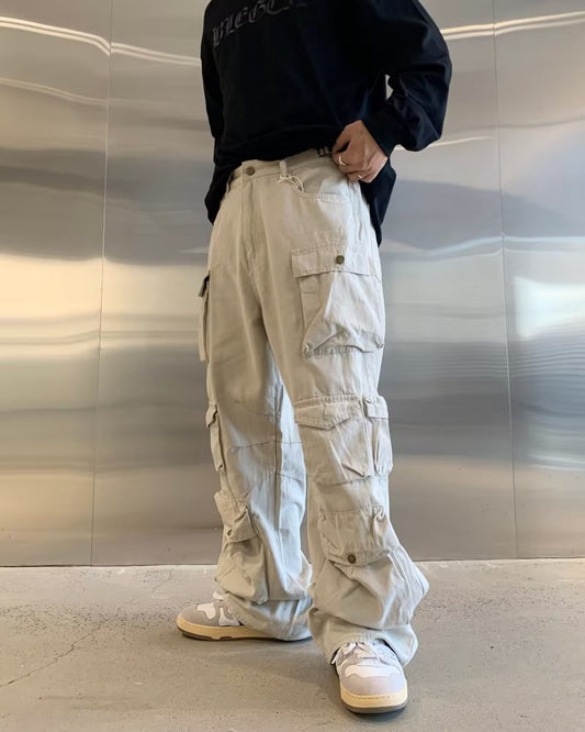 Men Cargo Pants Retro Classic Loose Straight Cargo Pants Men's and Women's Pants