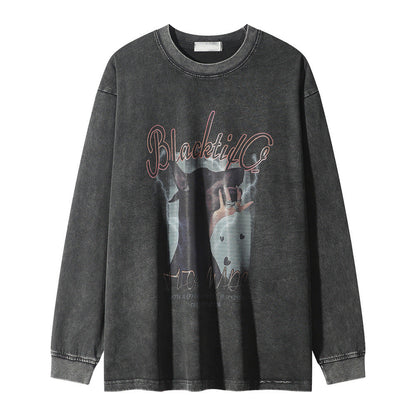 Men Long Sleeve T Shirt Doberman Pinscher Printed Distressed