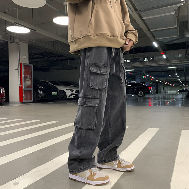 Men Cargo Pants Retro Classic Cargo Jeans Men's Autumn and Winter Casual Versatile Trousers