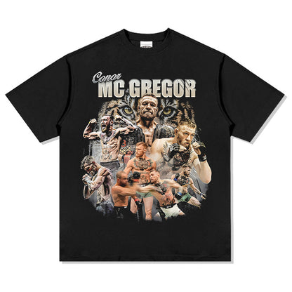 Men Vintage Boxer T-Shirts American Vintage McGregor Printed Short Sleeve T-Shirt Washed Cotton Top