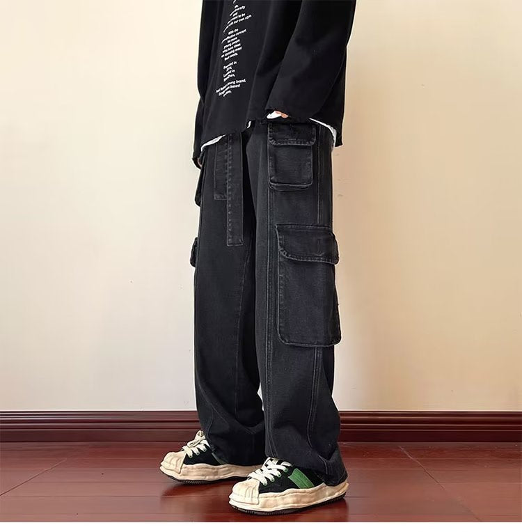 Men Cargo Pants Retro Classic Jeans Men's Spring and Autumn Straight-Leg Trousers Casual Pants