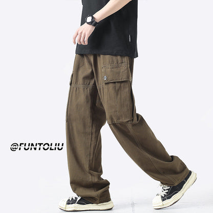 Men Cargo Pants Retro Classic Overalls Men's Autumn Loose