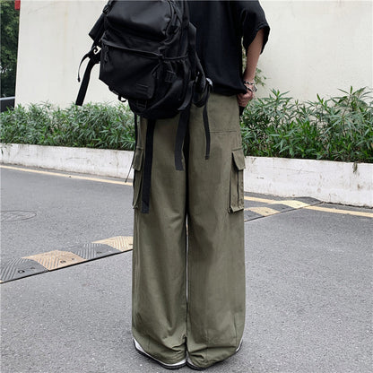 Men Cargo Pants Retro Classic Men's Spring Overalls Casual Pants Trousers Loose