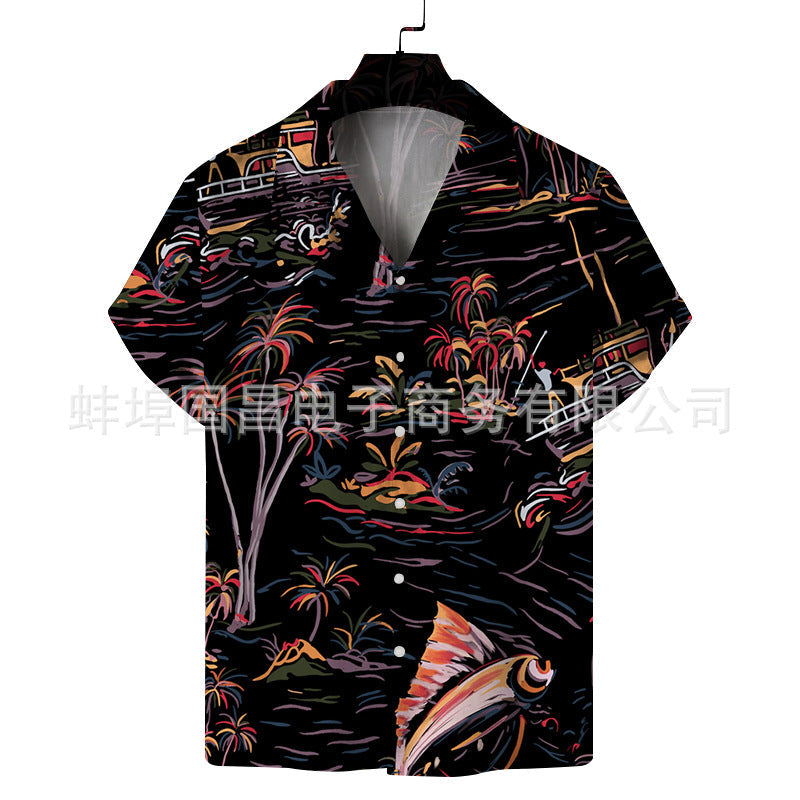 Men Beach Leisure T Shirts Spring Men's Short Sleeve Casual Shirt