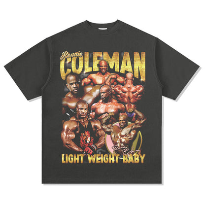 Men's Vintage Boxer T-Shirt American Vintage Ronnie Coleman Printed Short Sleeve Men's T-Shirt