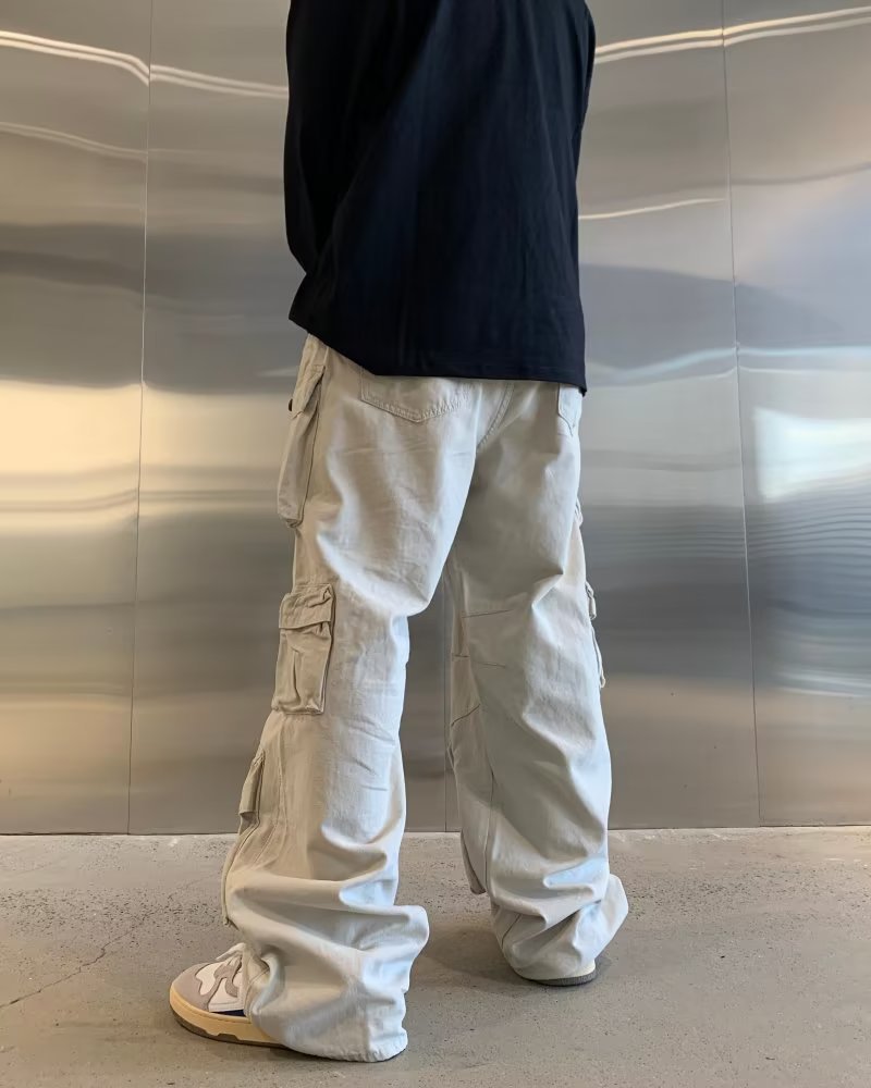 Men Cargo Pants Retro Classic Loose Straight Cargo Pants Men's and Women's Pants