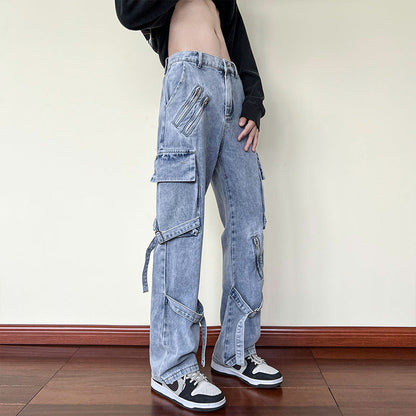 Men Cargo Pants Retro Classic Jeans Men Straight Cargo Pants