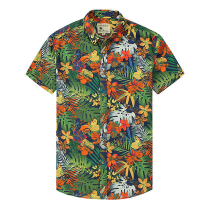 Men Beach Leisure T Shirts Men's Short Sleeve Printed Shirt Loose Casual