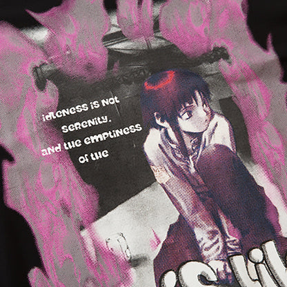 Men Long Sleeve T Shirt Anime Flame Print