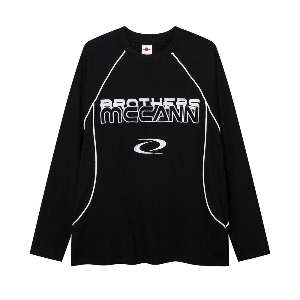 Men Long Sleeve T Shirt Embroidery Loose Sports