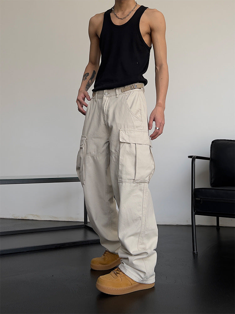 Men Cargo Pants Retro Classic Loose Straight Cargo Pants Men's and Women's Pants