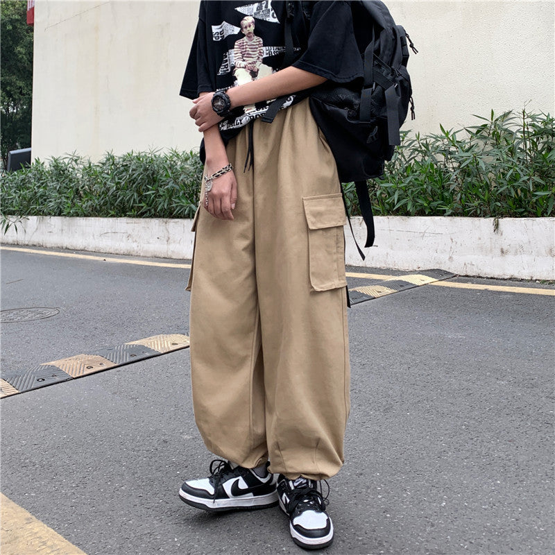 Men Cargo Pants Retro Classic Men's Spring Overalls Casual Pants Trousers Loose