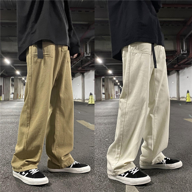 Men Cargo Pants Retro Classic Workwear Pants Men's Autumn Loose Straight Casual Trousers