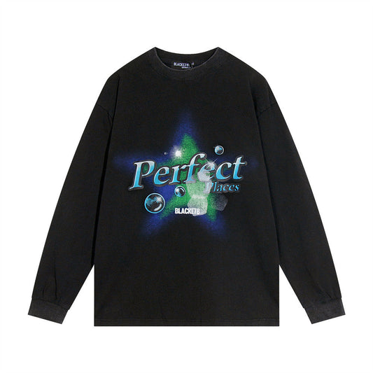 Men Long Sleeve T Shirt Creative Five-Pointed Star Printing