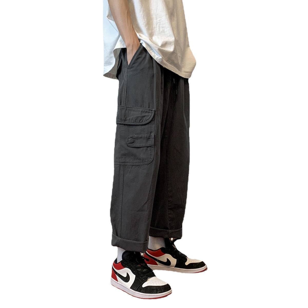 Men Cargo Pants Retro Classic Overalls Men's Summer Straight Pants