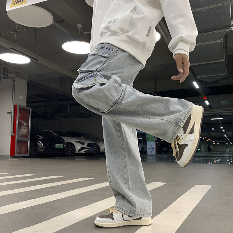 Men Cargo Pants Retro Classic Cargo Jeans Men's Autumn and Winter Casual Versatile Trousers