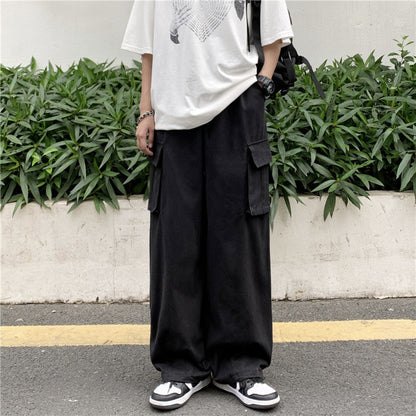 Men Cargo Pants Retro Classic Men's Spring Overalls Casual Pants Trousers Loose