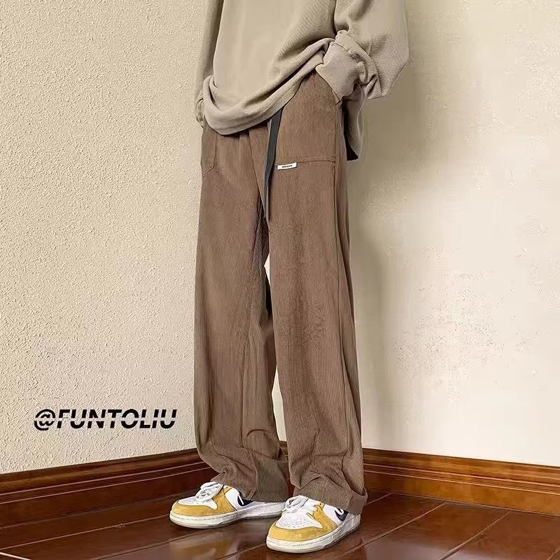 Men Cargo Pants Retro Classic Overalls Men's Straight-Leg Pants Tall Trousers