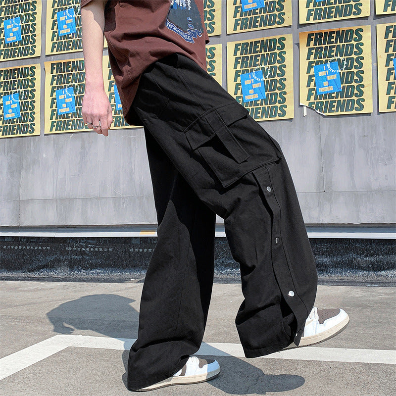 Men Cargo Pants Retro Classic Workwear Pants Men's Summer Casual Straight Trousers