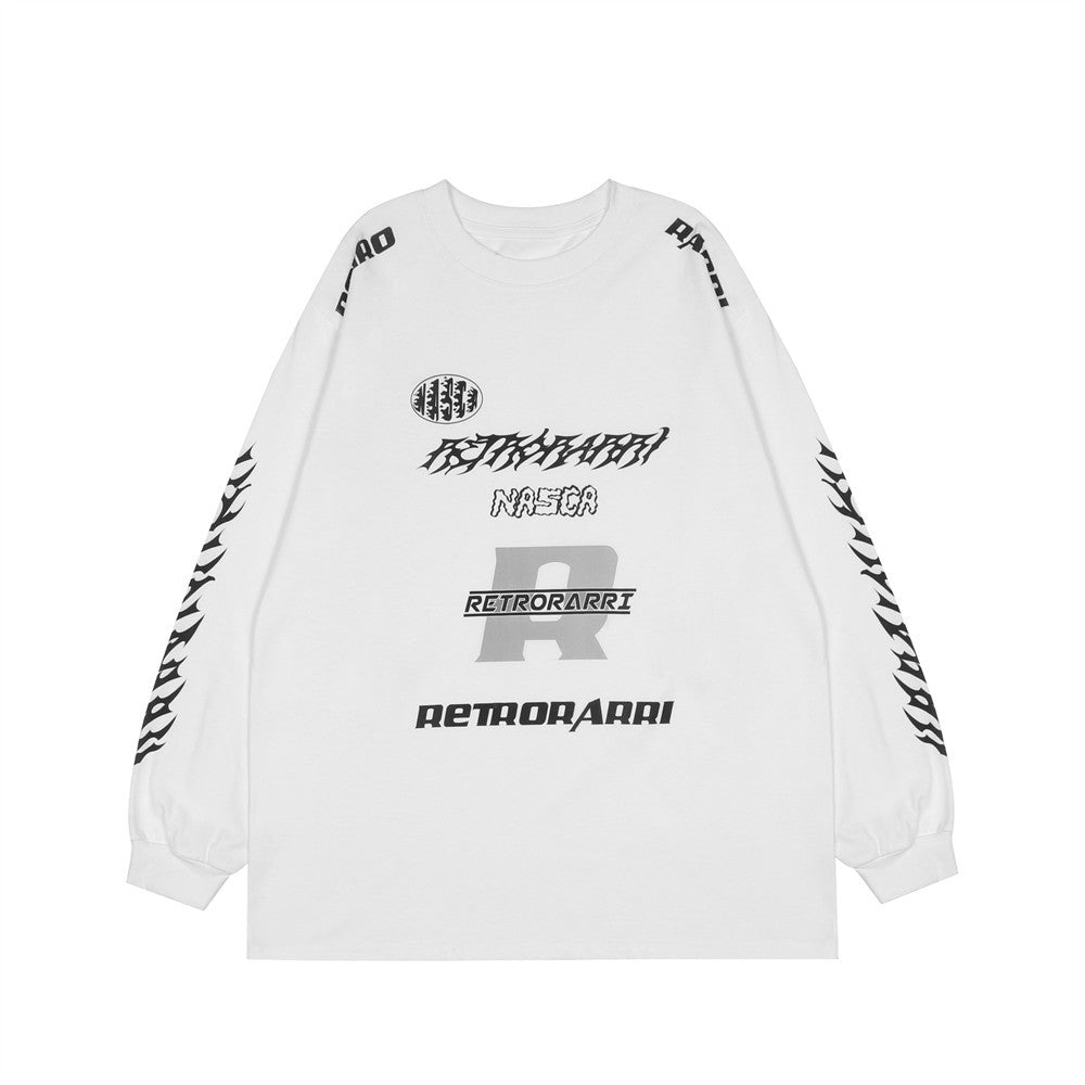 Men Long Sleeve T Shirt Cotton T-shirt Sports Loose Racing