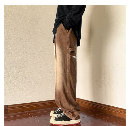 Men Cargo Pants Retro Classic American Jeans Men Autumn Loose Straight Pants