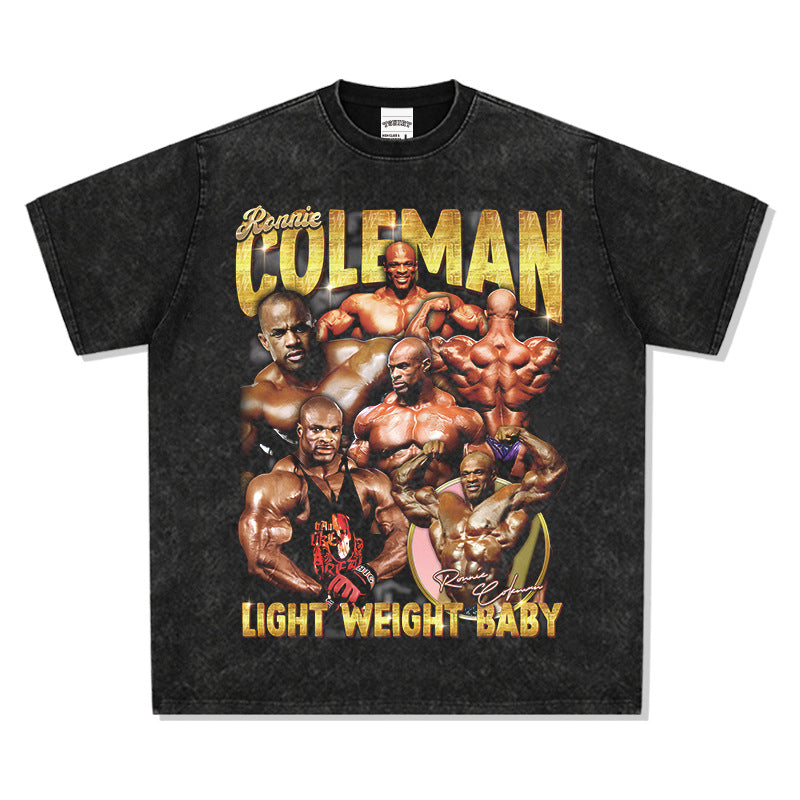 Men's Vintage Boxer T-Shirt American Vintage Ronnie Coleman Printed Short Sleeve Men's T-Shirt