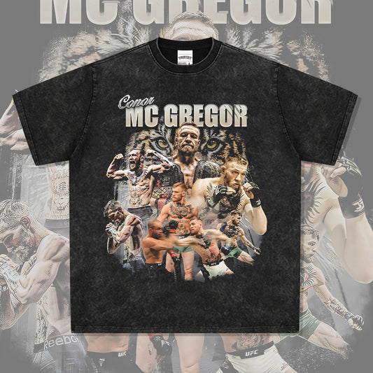 Men Vintage Boxer T-Shirts American Vintage McGregor Printed Short Sleeve T-Shirt Washed Cotton Top