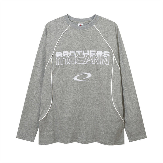 Men Long Sleeve T Shirt Embroidery Loose Sports