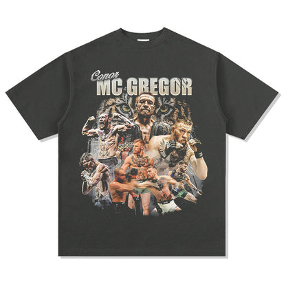 Men Vintage Boxer T-Shirts American Vintage McGregor Printed Short Sleeve T-Shirt Washed Cotton Top