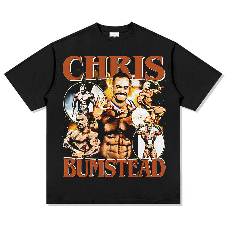 Men Vintage Boxer T-Shirts Chris Bumstead Printed Short Sleeve T-Shirt Vintage Washed Loose