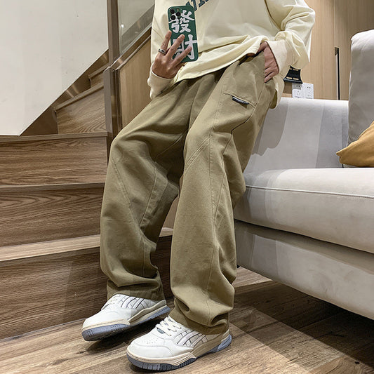 Men Cargo Pants Retro Classic Overalls Straight-Leg Pants Men's Design Sense