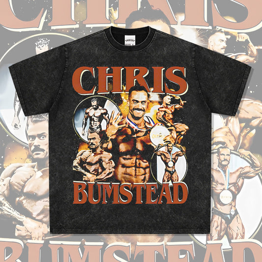 Men Vintage Boxer T-Shirts Chris Bumstead Printed Short Sleeve T-Shirt Vintage Washed Loose