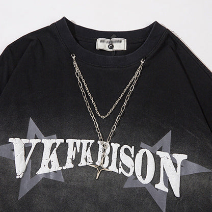 Men Long Sleeve T Shirt Inkjet Printing Stylish Chain Decoration